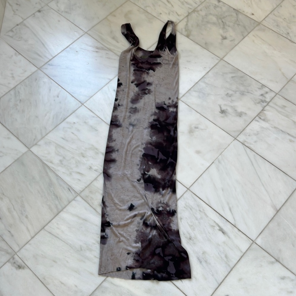 Enza Costa Revolve silk rib sexy tank maxi dress tie die